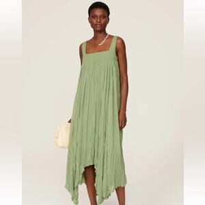 BIBHU MOHAPATRA COLLECTIVE Green Chiffon Shift Square Neck Empire Dress Size 14